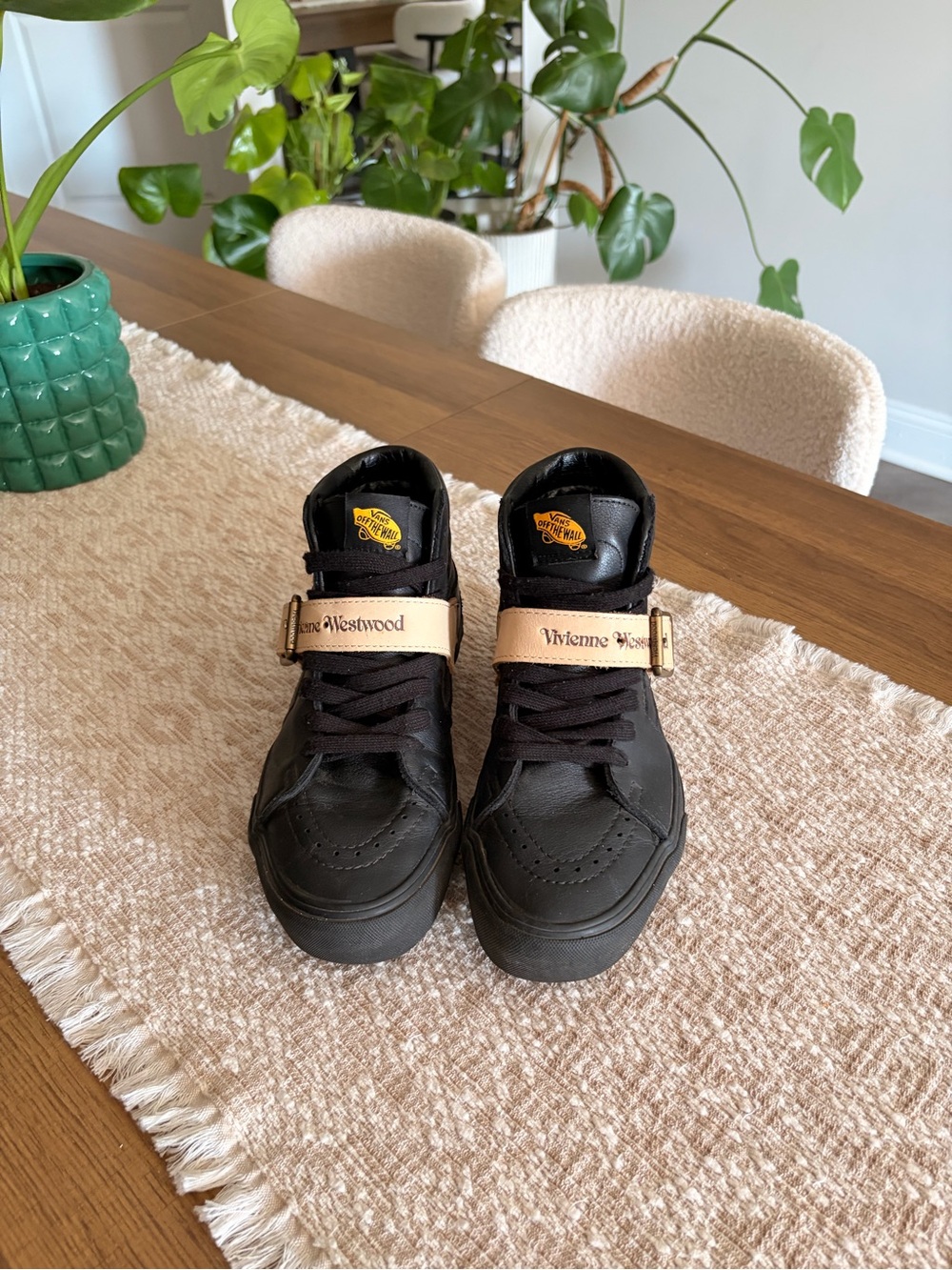 Vans Black High-Top Sneakers with Beige Strap - Picture 4 of 5